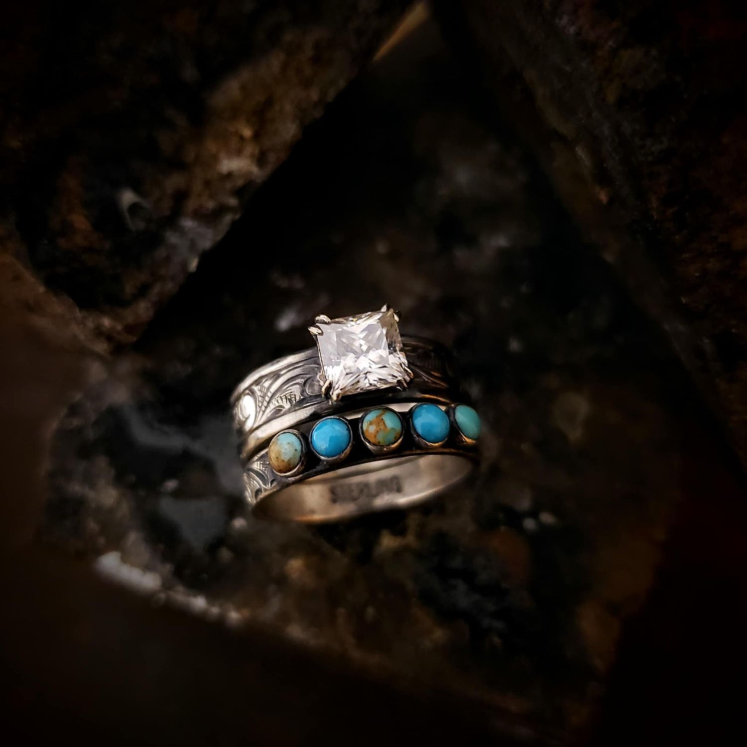 Sterling Silver Ring with a Turquoise Band