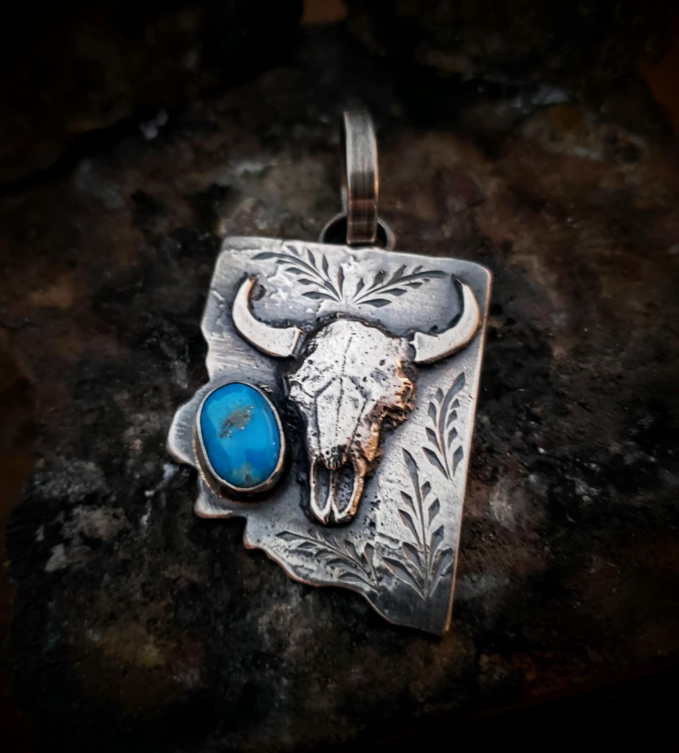 Bullskull and Turquoise Pendant Bullskull and Turquoise Pendant