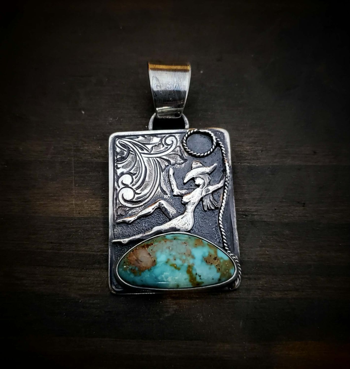 Cowgirl and Turquoise Pendant