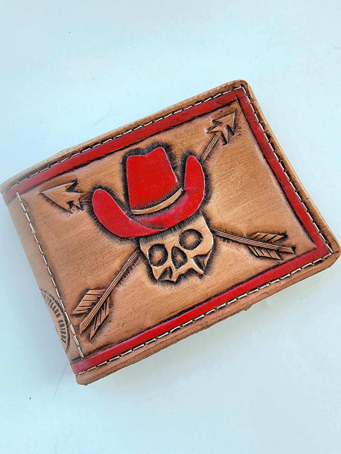 Cowboy Skull Tooled Leather Wallet Cowboy Skull Tooled Leather Wallet