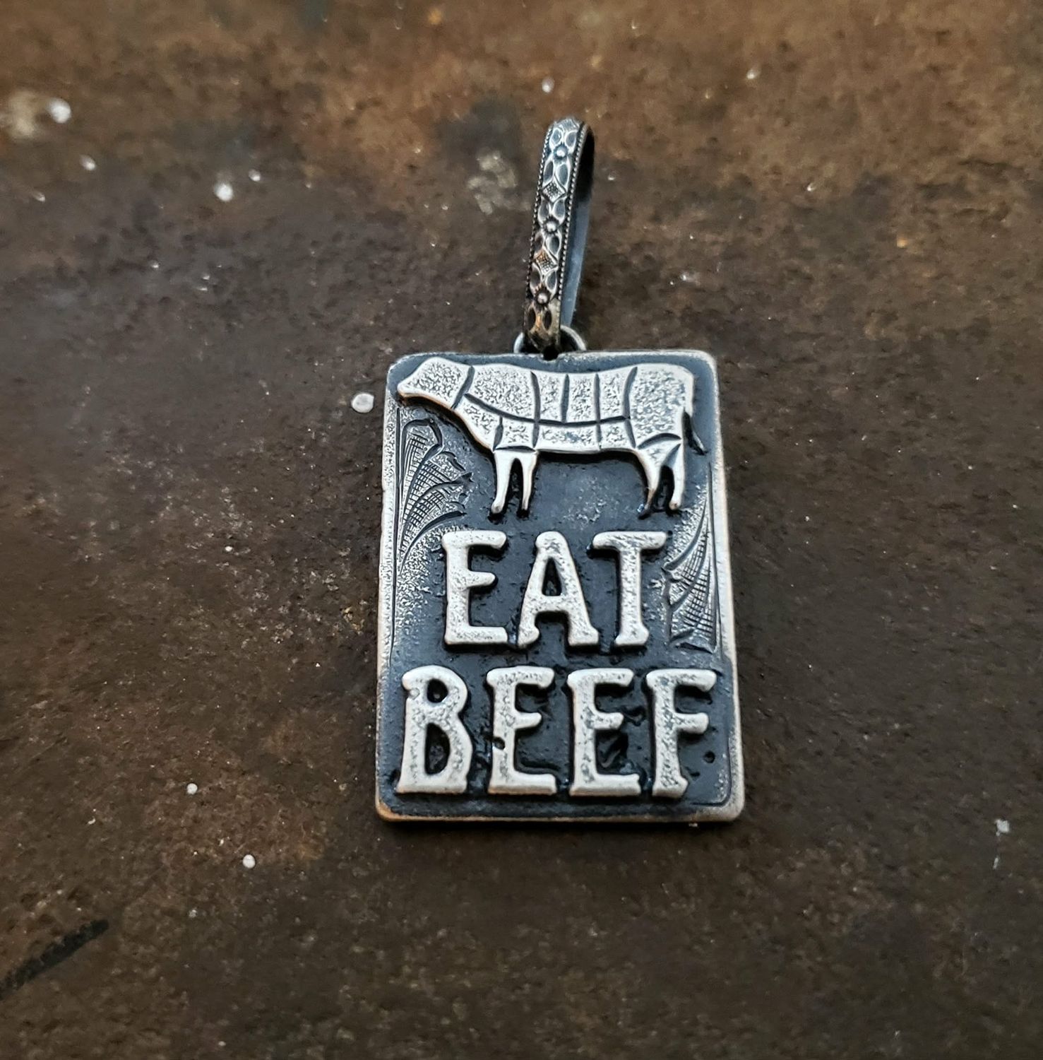 Sterling Silver Eat Beef Pendant Sterling Silver Eat Beef Pendant
