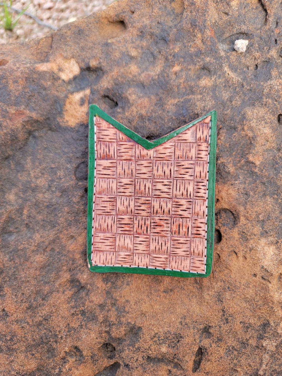 Green Basket Weave Leather Wallet Green Basket Weave Leather Wallet