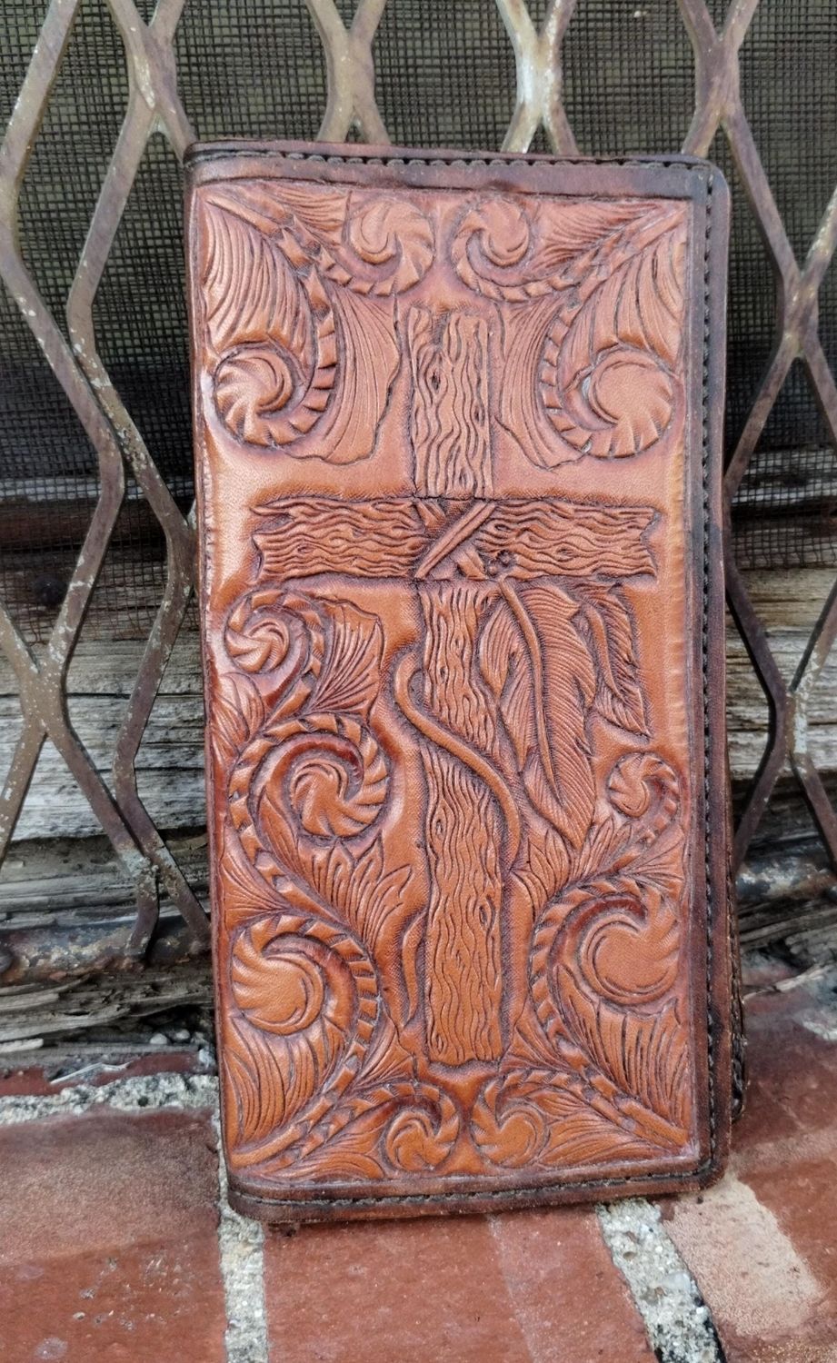 Wooden Cross Long Wallet