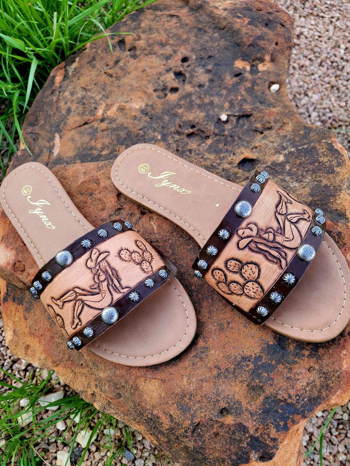 Tooled Leather Cowgirl Sandals Tooled Leather Cowgirl Sandals