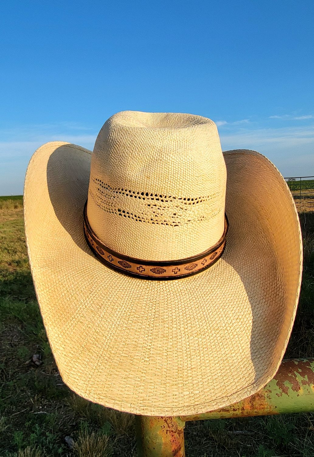 Black Hatband with Geometric Patterns
