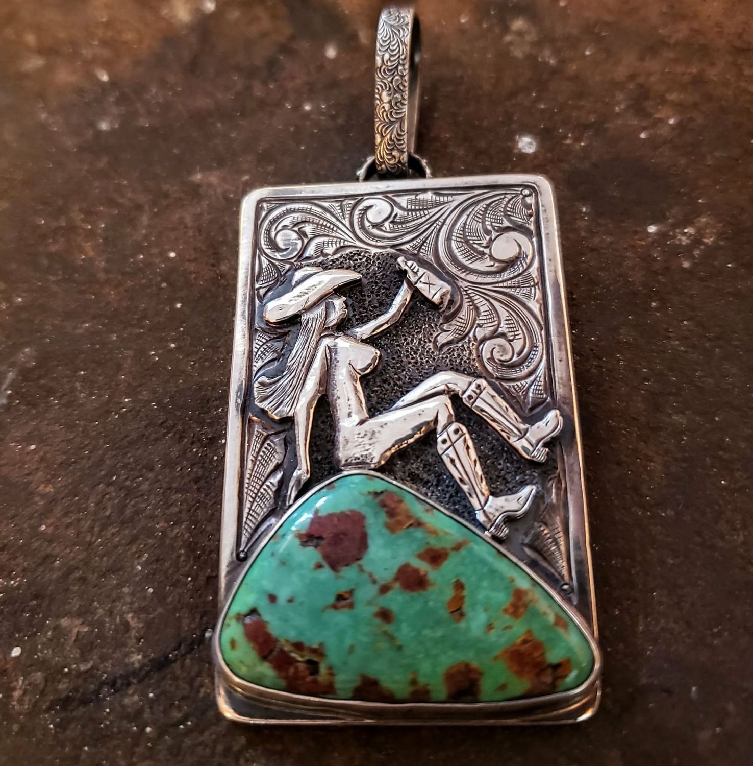 Cowgirl on Turquoise Pendant Cowgirl on Turquoise Pendant