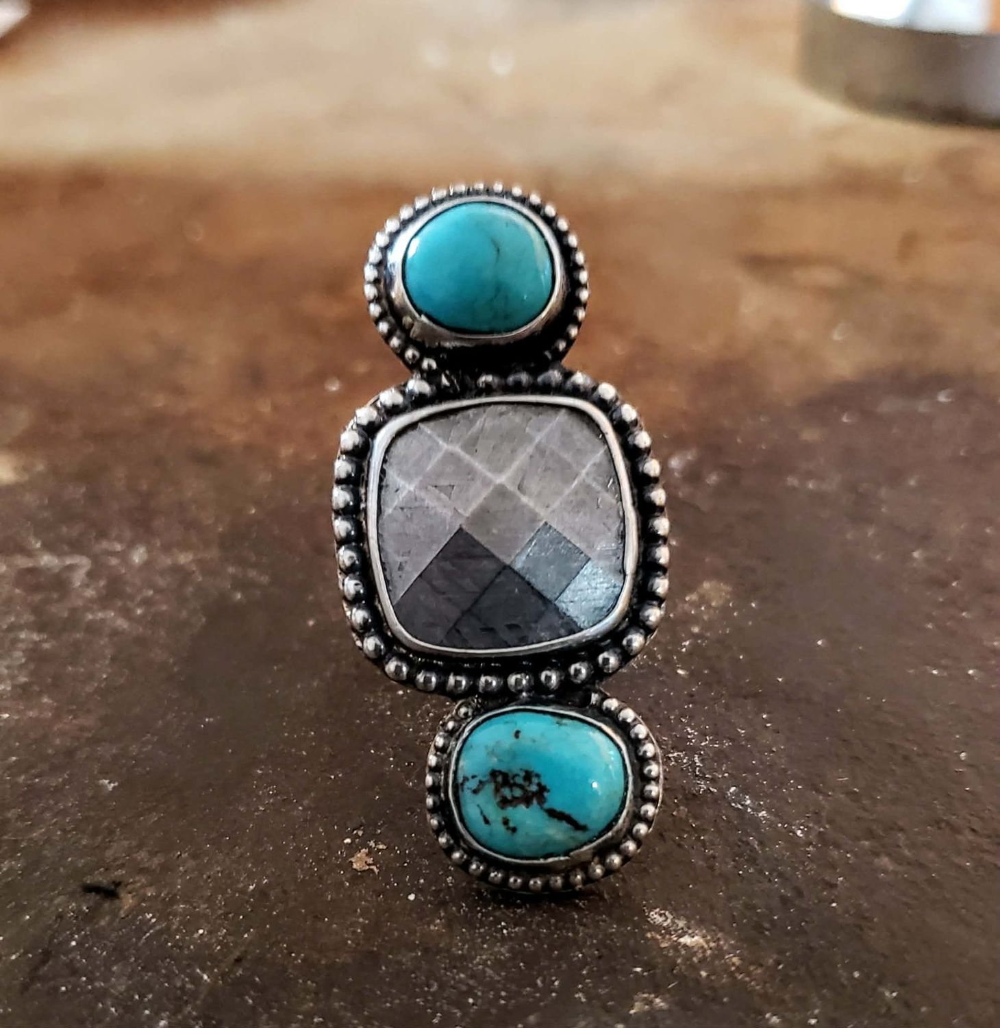 Turquoise and Meteorite Ring Turquoise and Meteorite Ring