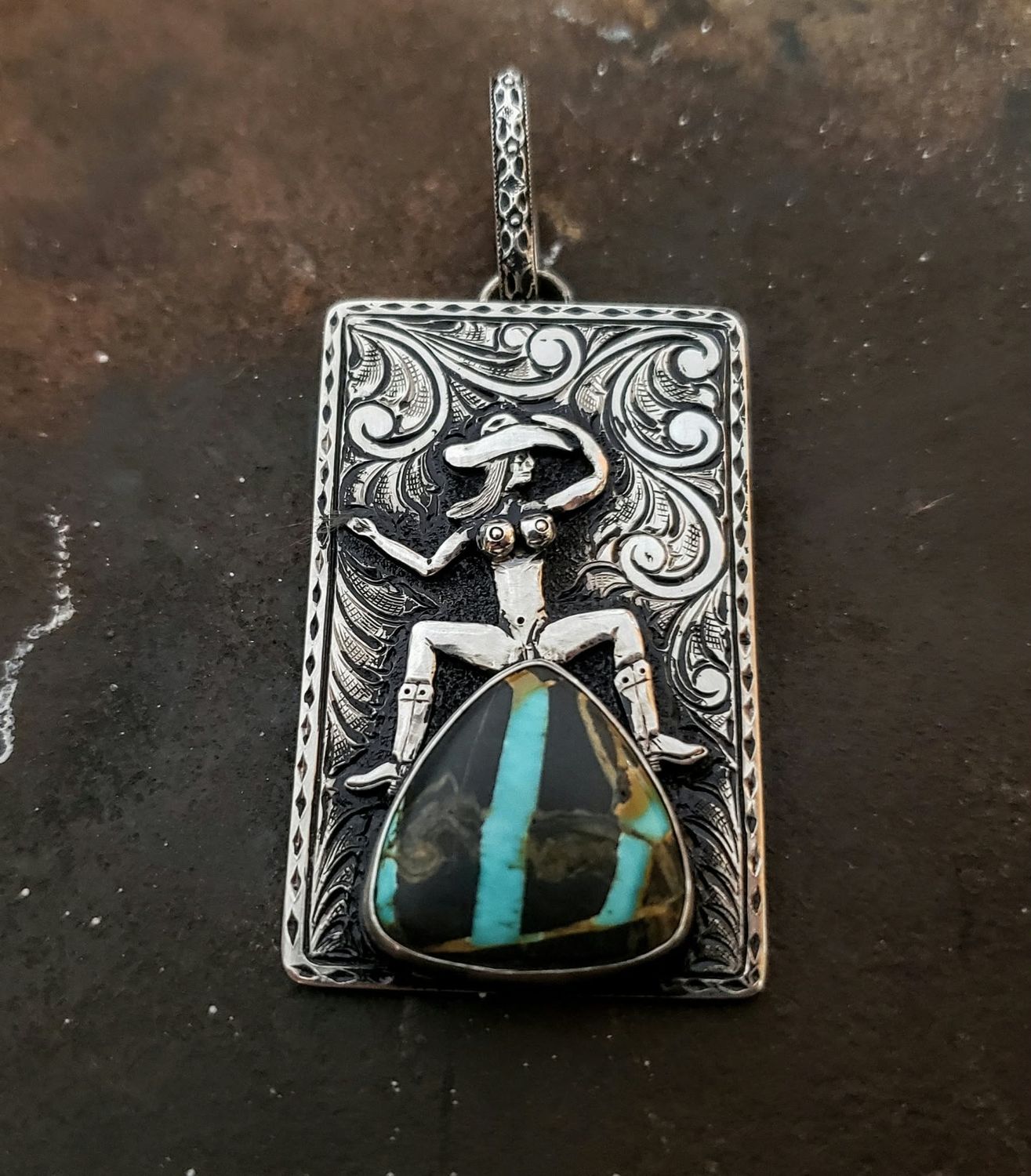 Naked Cowgirl on Black Jack Turquoise Naked Cowgirl on Black Jack Turquoise