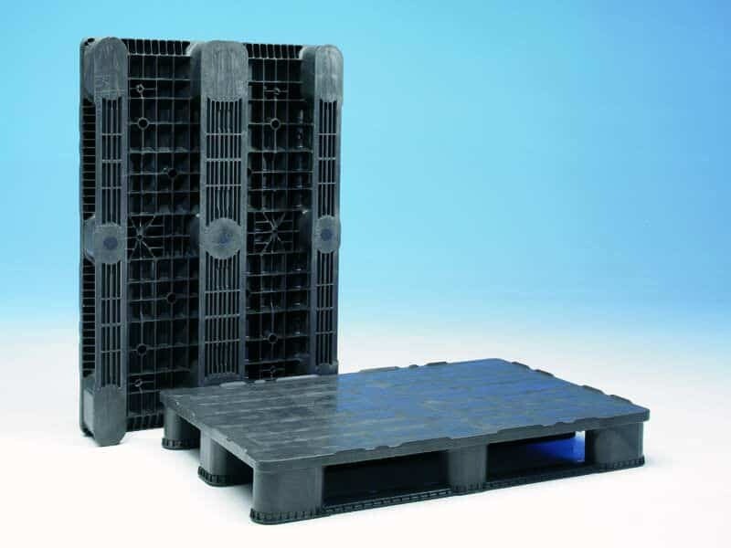 Zwaarlast pallet , 3 sleden, gesloten dek, zwart.