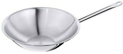 Wok with flat base, multi layered material incl. aluminium