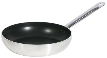 Non-Stick Frying Pan 
deep drawn aluminium with PTFE non-stick coating, ground base, stainless steel handle, not suitable for induction