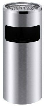 Paper bin or waste bin combined as a standing ashtray made of stainless steel.​​