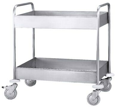 Afruimwagen rvs met bakken