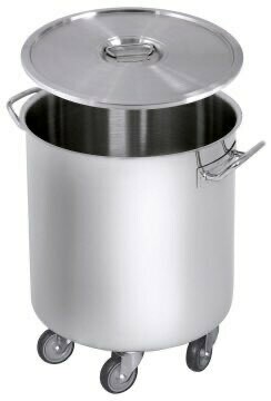 Afvalemmer van rvs op wielen 50 liter.