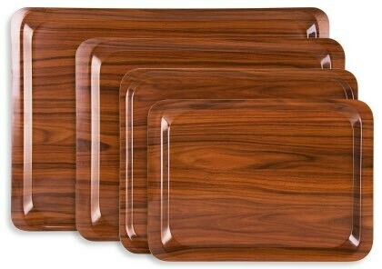 Dienblad-melamine-Notenhout decor.