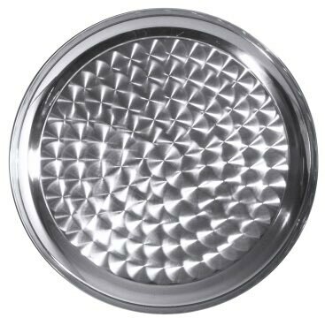 Rond RVS dienblad hoogglans met holografie effect.
