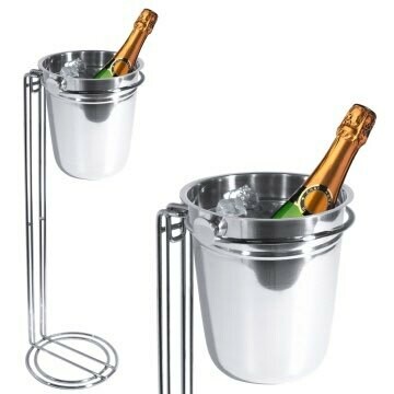 Draadstalen verchroomde standaard voor de champagnekoelers/emmers.