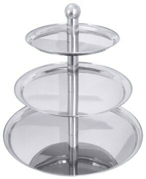 Driedelige etagere hoogglans rvs