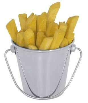Frites-emmertje met beugel hoogglans rvs.