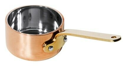 Koperen hoog model-steelpan met messing greep.
