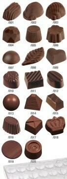 Mallen voor het maken van bonbons, onbreekbaar kunststof.