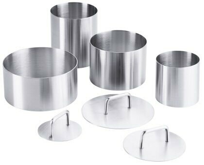 Mousse-ring met pusher rvs.