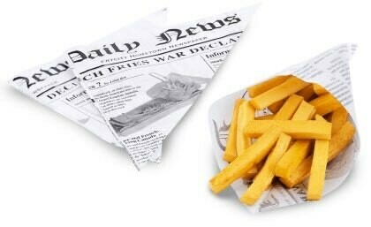 Patatzakken mooie fritespresentatie bv in de fritesstandaard.