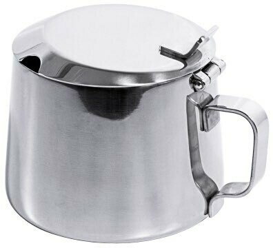 suikerpot of jampot met deksel en lepeluitsparing.