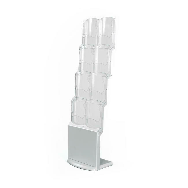 8 vaks  Folderrek voor A4 formaat uit onbreekbaar Polycarbonaat.
