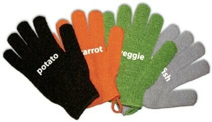 Groente poetshandschoenen , grijs.