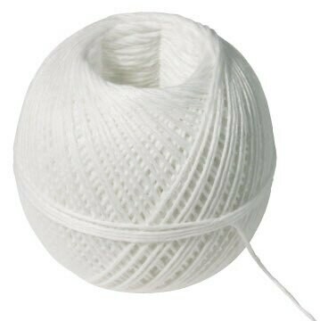 Braadsnoer of slagerstouw, wit polyester.