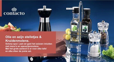 Olie en azijn stelletjes &amp; Kruidenmolens.