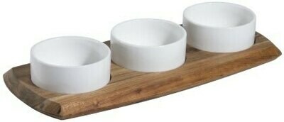 Dipsaus trio acacia plank met 3 dipsausschaaltjes.