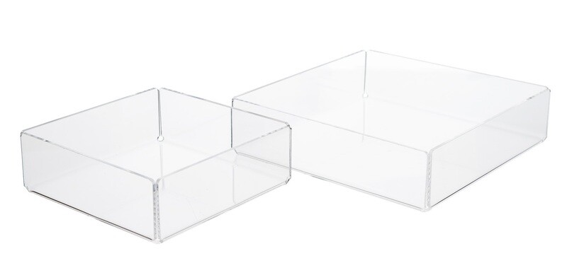Sales tray made of curved acrylic sheet.
