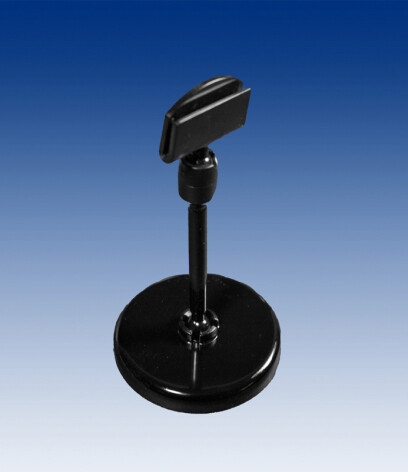 ø 50mm ronde voet met 50mm steel en  27mm kaarthouder, zwart.