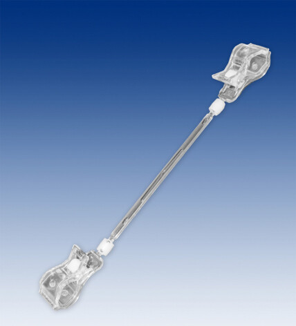 Grote knijper met tegengestelde grote knijper op steel 200mm, per 10stuks.