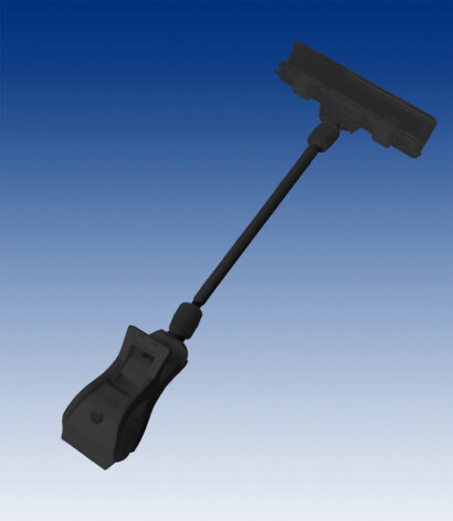 Grote knijper met 80mm kaarthouder/grijper op steel 100mm, kleur zwart, per 10stuks.