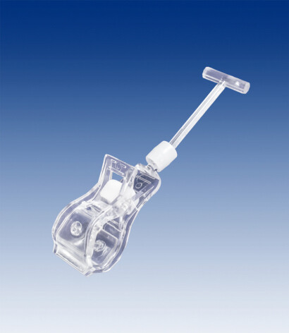Grote knijper met T/hanger op steel 50mm, per 10stuks.