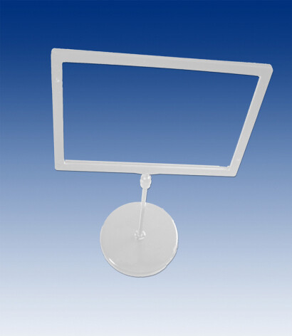 A6 prijskaartframe landscape, op voet 85mm , met steel 100mm, wit, per 10 stuks.