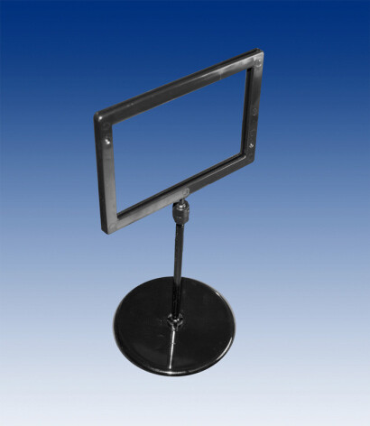 A7 prijskaartframe op steel 100mm met ø85mm voet, per 10 stuks