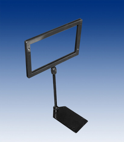 A7 prijskaartframe op steel 100mm met vlakke voet, 74 x 40mm, per 10 stuks