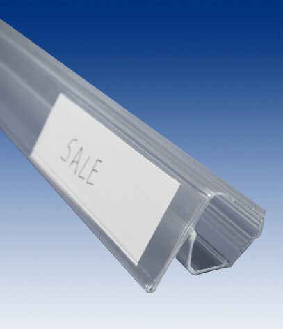 Prijskaartprofiel of scanner-data-profiel voor aan een metalen schap,.