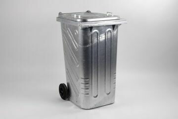 Stalen 2-wiel container 240 liter, met deksel