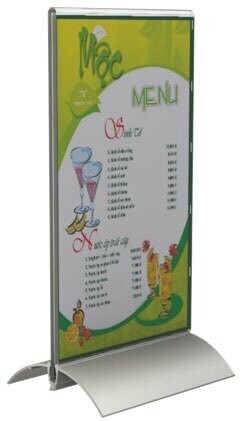 Menu card holder on aluminium base