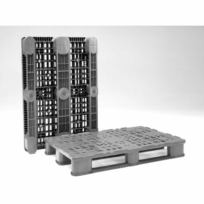 Zwaarlast pallet, 3 sleden, open dek, zwart.