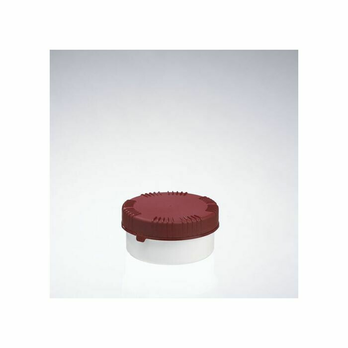 Witte pot met rode deksel