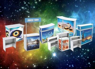 Foldable sales counters.