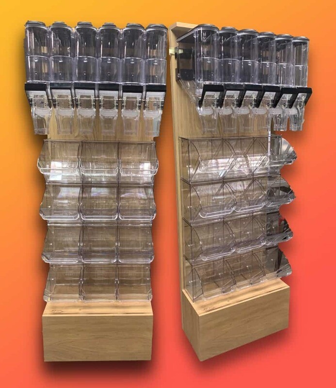 Sales wall with 6 gravity bins