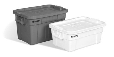 Sturdy polyethylene storage box with lid.