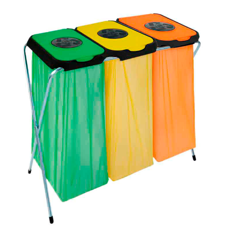 Trio trash bag holder green yellow orange